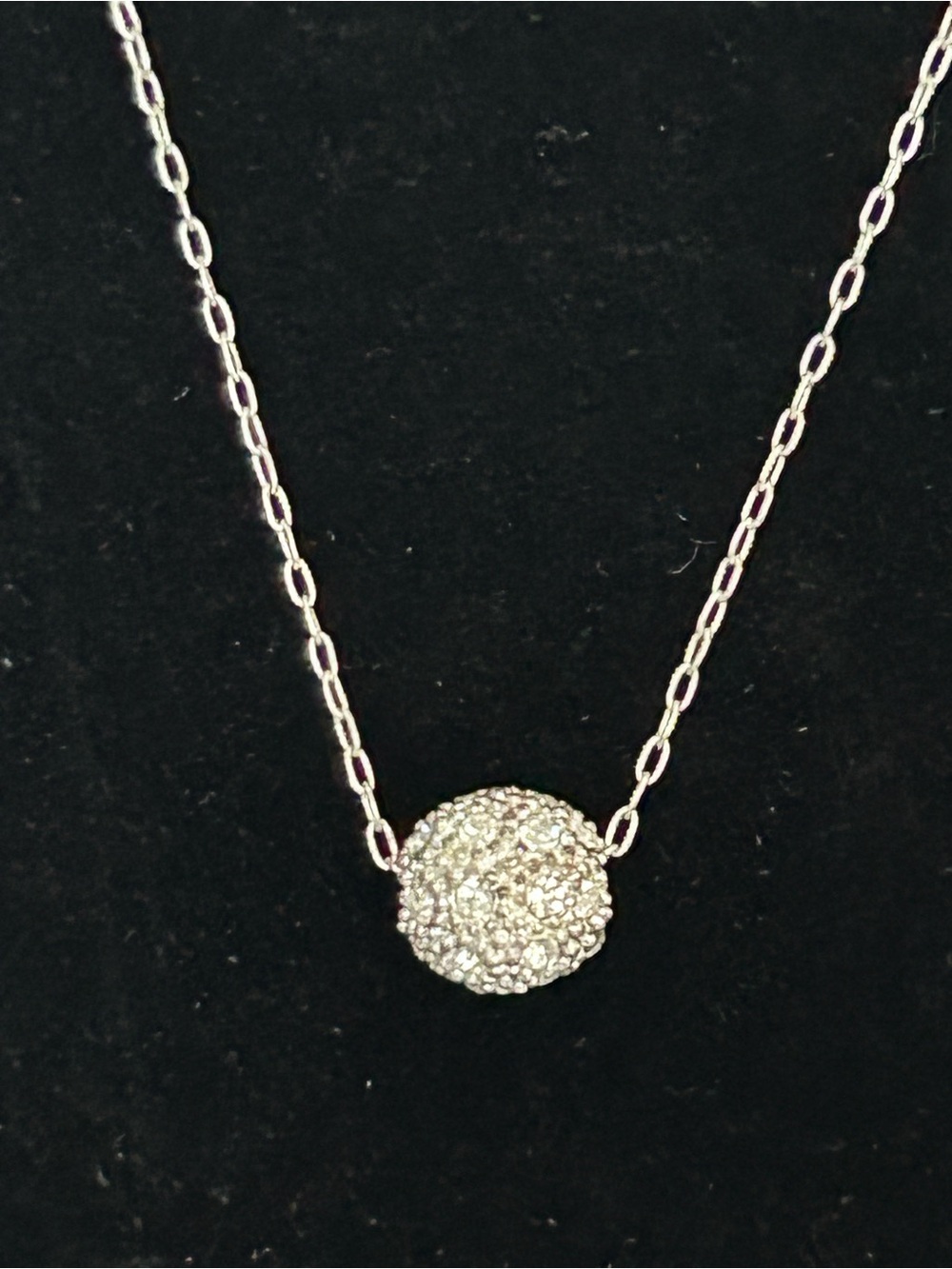 Avon Silver Pavé Round Pendant Necklace - Sparkling Silver Nina Ricci